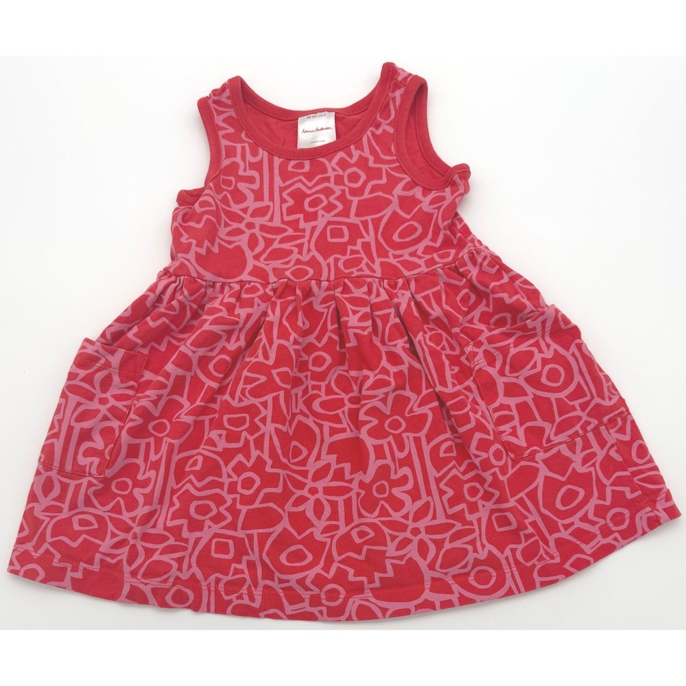 Hanna Andersson Girls 2T Sleeveless Pocket Dress Red Pink
